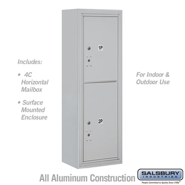 11 Door High Surface Mounted 4C Horizontal Parcel Locker with 2 Parcel Lockers in Aluminum with USPS Access